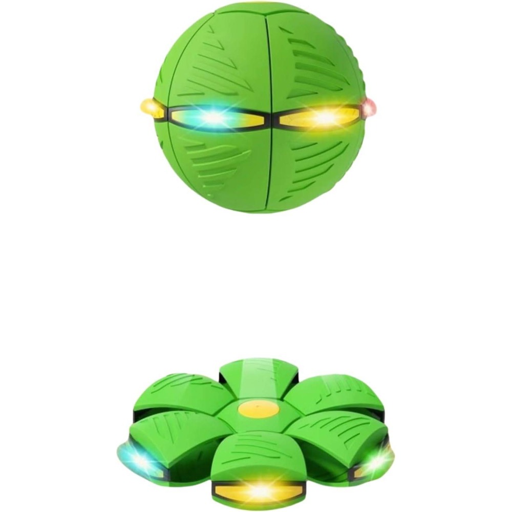 Magic Flying Pop Phlat Disc Ball LED Light Up Toy Outdoor Fun Game 2 Pack Green